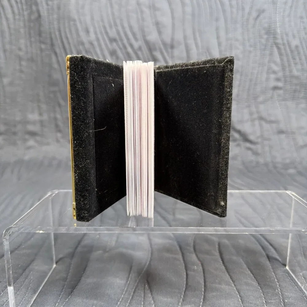 Vintage Silver Gold Tone Tabletop Photo Frame Album Holds 49 Photos 2x3